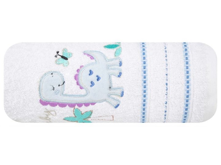 Ręcznik dziecięcy 70x140 Eurofirany Baby 29 dinozaur biały niebieski 450g/m2
