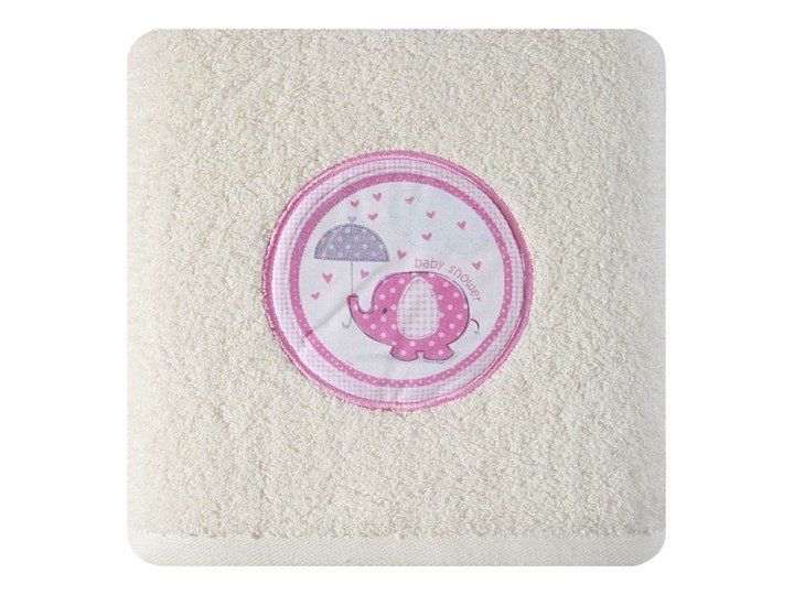 Ręcznik dziecięcy 70x140 Eurofirany Baby 19 słonik kremowy różowy 500g/m2