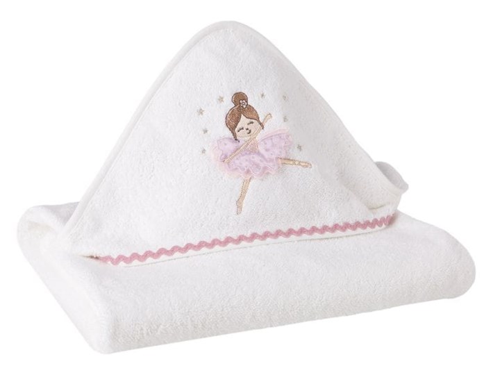 Okrycie kąpielowe niemowlęce 75x75 Eurofirany Baby 24 baletnica białe 350 g/m2