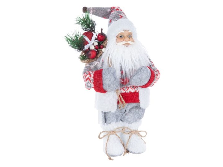 Figurka świąteczna Mikołaj 30 cm Eurofirany biały srebrny