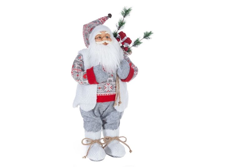 Figurka świąteczna Mikołaj 60 cm Eurofirany biała srebrna