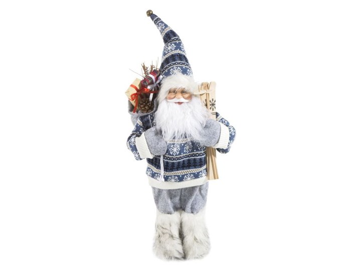 Figurka świąteczna Mikołaj 46 cm Eurofirany stalowa niebieska