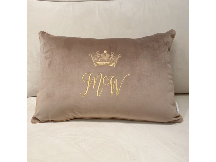 PODUSZKA WELUROWA Z DOWOLNYM MONOGRAMEM WYBIERZ KOLOR I ROZMIAR KORONA 35x60cm 45x45 cm Poliester 35x60 cm Kwadratowe Poduszka dekoracyjna Kolor Granatowy