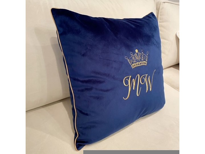 PODUSZKA WELUROWA Z DOWOLNYM MONOGRAMEM WYBIERZ KOLOR I ROZMIAR KORONA 35x60cm Poliester 45x45 cm Kwadratowe Poduszka dekoracyjna 35x60 cm Pomieszczenie Salon