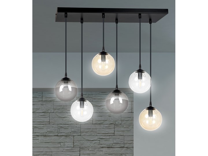 COSMO 6 BL MIX lampa wisząca klosze szklane kule regulowana nowoczesna Lampa z kloszem Metal Styl Nowoczesny Szkło Lampa LED Ilość źródeł światła 6 źródeł