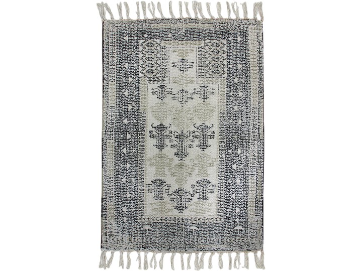 Mata łazienkowa czarno-biała 60x90, HKliving Drewno 60x90 cm Kolor Biały Bawełna Kolor Czarny