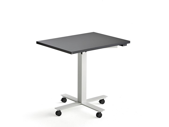 Biurko mobilne MODULUS, 800x600 mm, biała rama, czarny Biurko regulowane Pomieszczenie Biuro