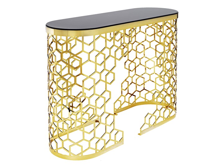 Brass console Metal Szerokość 116 cm Wysokość 78 cm Szkło Głębokość 40 cm Stal nierdzewna Z samym blatem Szerokość 40 cm Styl Klasyczny