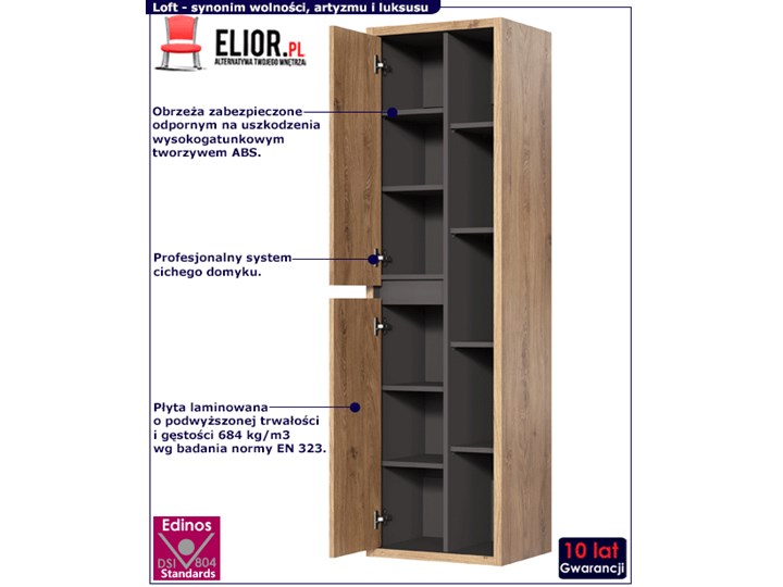 Słupek łazienkowy z odkrytymi półkami - Ralfo 2X Głębokość 33 cm Szerokość 50 cm Wiszące Wysokość 170 cm Kategoria Szafki stojące