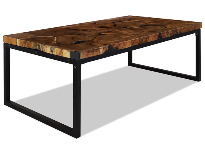 vidaXL Stolik kawowy z drewna tekowego i żywicy, 110 x 60 x 40 cm Drewno Stal Rodzaj nóg Płozy