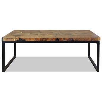 vidaXL Stolik kawowy z drewna tekowego i żywicy, 110 x 60 x 40 cm