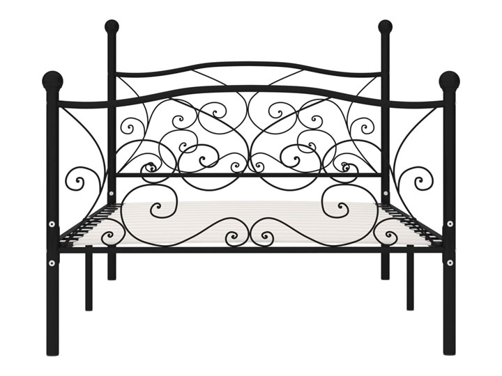 vidaXL Rama łóżka ze stelażem z listw, czarna, metalowa, 100 x 200 cm Łóżko metalowe Zagłówek Z zagłówkiem