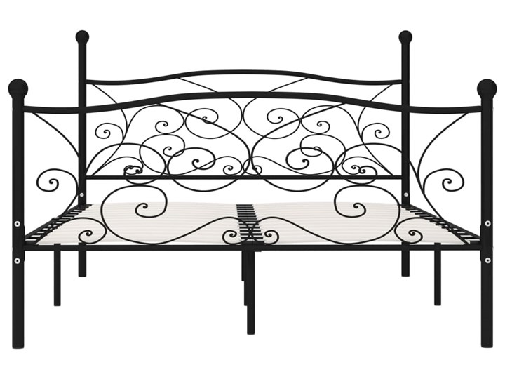 vidaXL Rama łóżka ze stelażem z listw, czarna, metalowa, 120 x 200 cm Łóżko metalowe Zagłówek Z zagłówkiem