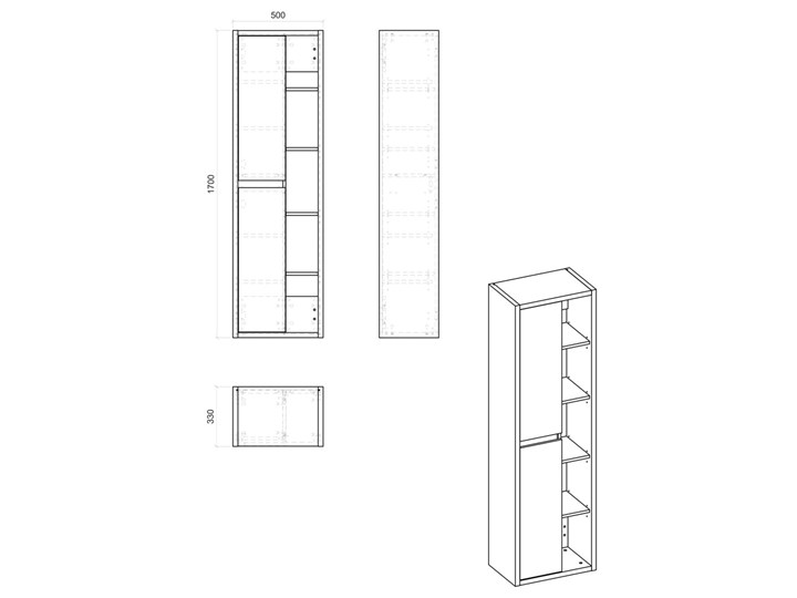 Słupek łazienkowy z odkrytymi półkami - Ralfo 2X Wysokość 170 cm Wiszące Szerokość 50 cm Głębokość 33 cm Kategoria Szafki stojące