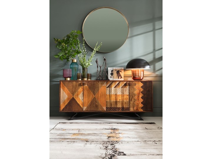 Lustro wiszące Curve Round ∅100 cm mosiężne Lustro z ramą Ścienne Okrągłe Styl Vintage