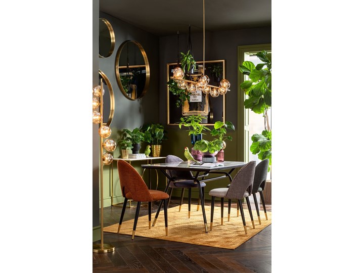 Lustro wiszące Curve Round ∅100 cm mosiężne Styl Vintage Lustro z ramą Ścienne Okrągłe Styl Glamour
