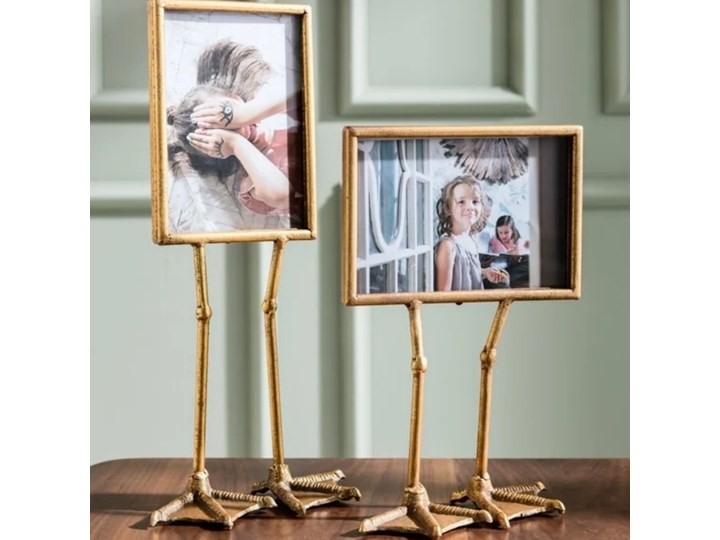 Ramka Duck Feet pozioma 19x38 cm złota Drewno Szkło Ramka na zdjęcia Pomieszczenie Salon Kolor Złoty