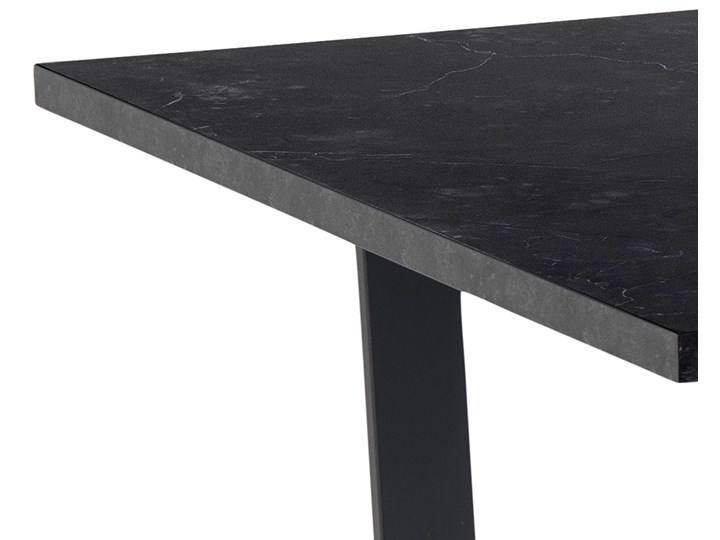 Stół czarny blat z marmurowym wzorem czarne metalowe nogi 160x90 cm Drewno Płyta laminowana Długość(n) 160 cm