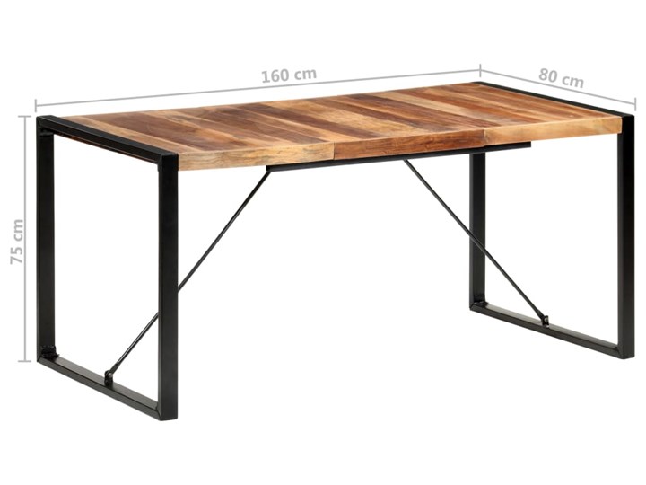 vidaXL Stół jadalniany, 160x80x75 cm, drewno stylizowane na sheesham Średnica Stal Kształt blatu Prostokątny