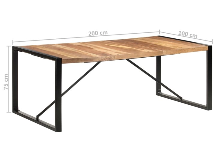 vidaXL Stół jadalniany, 200x100x75 cm, drewno stylizowane na sheesham Rozkładanie Stal Styl Industrialny