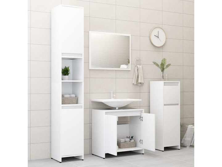 vidaXL 3-częściowy zestaw mebli łazienkowych, biały, płyta wiórowa Kategoria Zestawy mebli łazienkowych