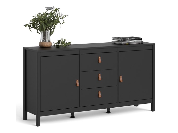 Komoda pokojowa w kolorze czarnym Madrid 3+2 Styl Prowansalski Z witrynami Płyta MDF Głębokość 38 cm Wysokość 80 cm Szerokość 151 cm Pomieszczenie Sypialnia
