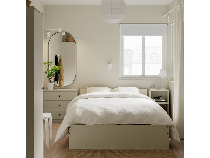 IKEA GURSKEN Zestaw mebli do sypialni 4 szt, jasnobeżowy, Szer. materaca: 140 cm Pomieszczenie Sypialnia