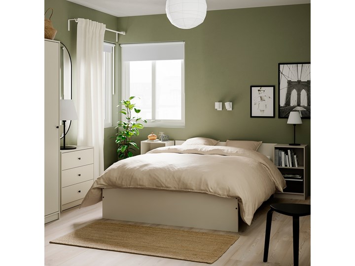 IKEA GURSKEN Zestaw mebli do sypialni 5 szt, jasnobeżowy, Szer. materaca: 140 cm Pomieszczenie Sypialnia Kategoria Zestawy mebli do sypialni