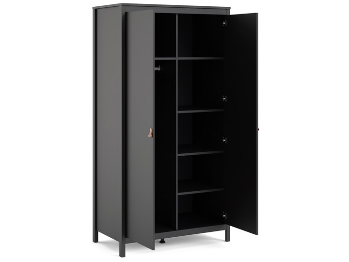 Dwudrzwiowa szafa ubraniowa Madrid 2D czarny mat Wysokość 199 cm Głębokość 58 cm Ilość drzwi Dwudrzwiowe Styl Minimalistyczny