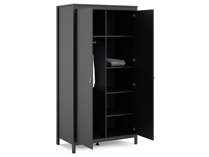 Dwudrzwiowa szafa ubraniowa Madrid 2D czarny mat Ilość drzwi Dwudrzwiowe Głębokość 58 cm Wysokość 199 cm Styl Minimalistyczny