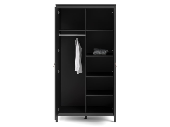 Dwudrzwiowa szafa ubraniowa Madrid 2D czarny mat Wysokość 199 cm Głębokość 58 cm Styl Minimalistyczny