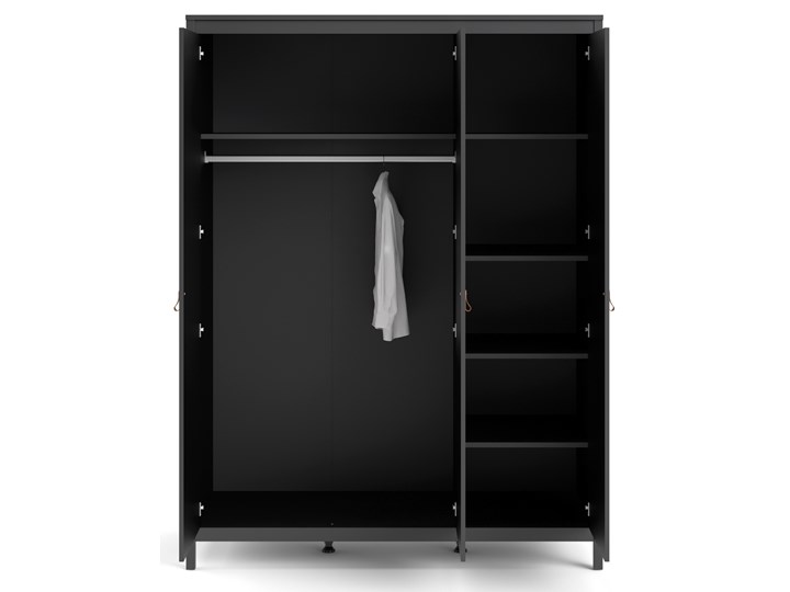 Trzydrzwiowa szafa ubraniowa w kolorze czarnym Madrid 3D Wysokość 199 cm Szerokość 150 cm Głębokość 58 cm Ilość drzwi Trzydrzwiowe