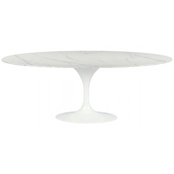 Stół TULIP ELLIPSE MARBLE ARABESCATO  - biały - blat owalny marmurowy, metal kod: RT-335V.ARABESCATO