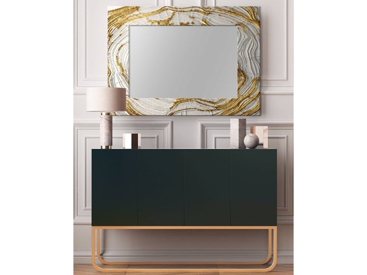 MIRROR GLAM- duża artystyczna ręcznie wykończona rama do lustra 80x170cm Lustro z ramą Kolor Czarny Ścienne Prostokątne Kolor Złoty