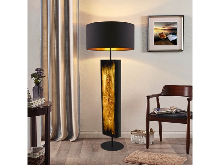 Złote zdobienia - ekskluzywna ręcznie rzeźbiona lampa podłogowa Metal Lampa dekoracyjna Styl Nowoczesny Lampa z abażurem Tkanina Lampa inspirowana Tworzywo sztuczne Kategoria Lampy podłogowe