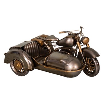Dekoracja z żelaza w kształcie motoru z wózkiem bocznym Antic Line Moto, 27x19 cm