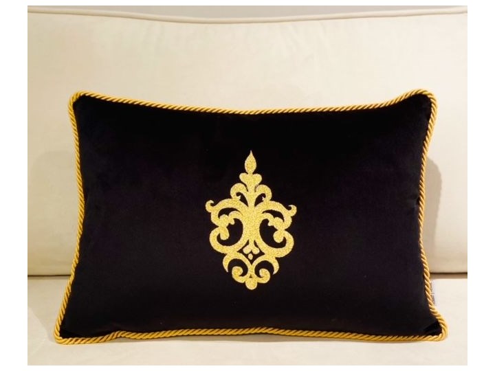 PODUSZKA WELUROWA HAFTOWANA WYBIERZ ROZMIAR I KOLOR ARABIAN 50X60CM Prostokątne Pomieszczenie Salon Poliester Poduszka dekoracyjna 50x60 cm Kolor Czarny