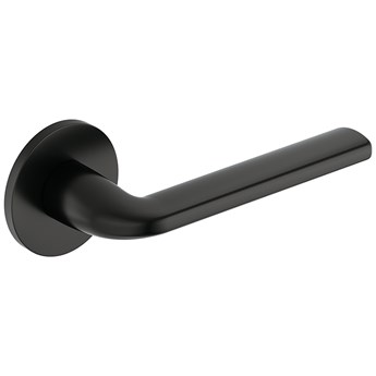Elegancka, czarna klamka SCANDI ze smukłym, okrągłym szyldem SLIM 6 mm, czarny matowy