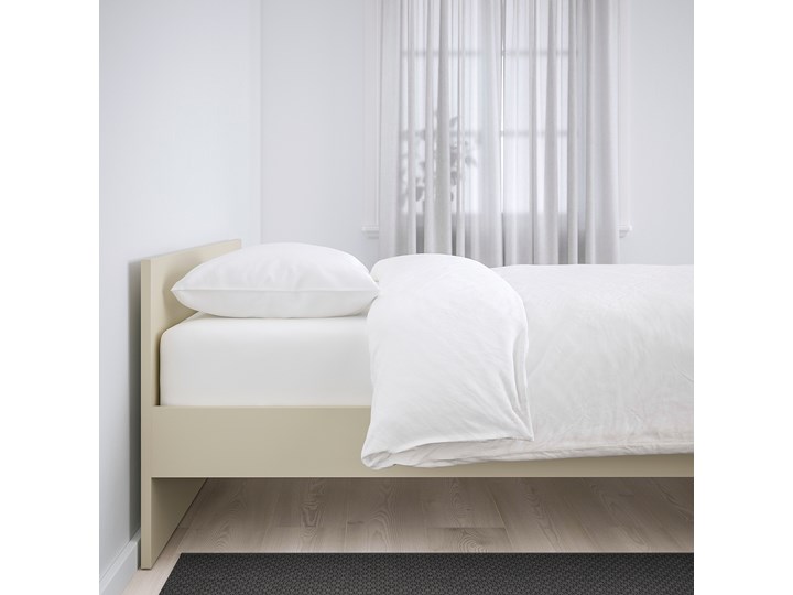 IKEA GURSKEN Rama łóżka, zagłówek, jasnobeżowy/Luröy, 140x200 cm Łóżko drewniane Zagłówek Z zagłówkiem