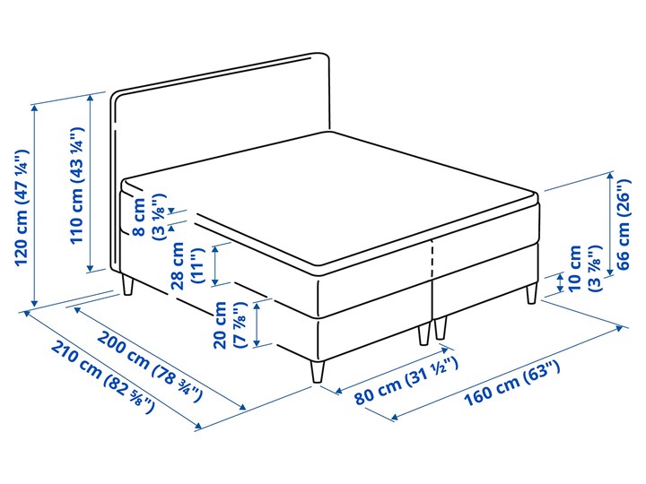 IKEA DUNVIK Łóżko kontynentalne, 160x200 cm Kategoria Łóżka do sypialni