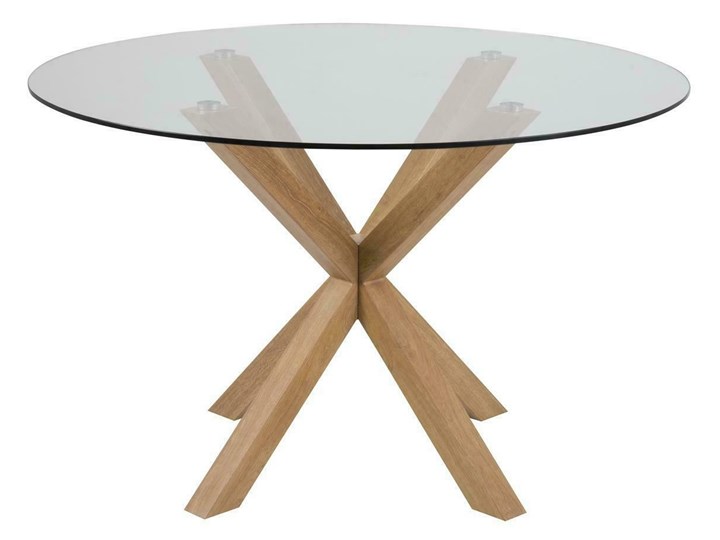 Okrągły stół do jadalni ze szklanym blatem Heaven Wysokość 76 cm Metal Drewno Szkło Pomieszczenie Stoły do jadalni