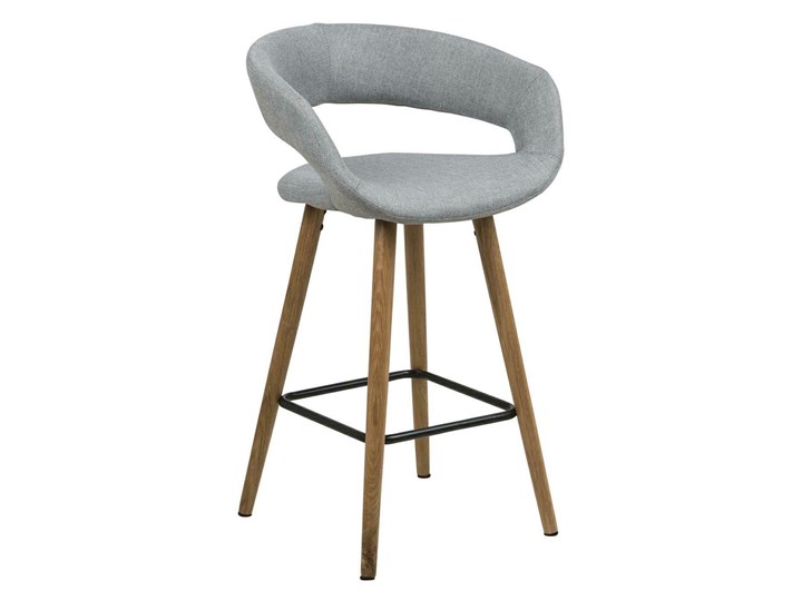 Stołek barowy na dębowym stelażu Adana Low Kategoria Krzesła kuchenne Głębokość 43 cm Szerokość 56 cm Wysokość 87 cm Hoker z oparciem Kolor Szary