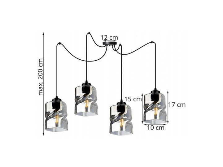 Lampa Wisząca Regulowana z Wyjątkowymi Kloszami ze Szkła Lampa LED Szkło Lampa z kloszem Metal Kategoria Lampy wiszące