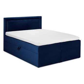 Niebieskie aksamitne łóżko 2-osobowe Mazzini Beds Yucca, 180x200 cm