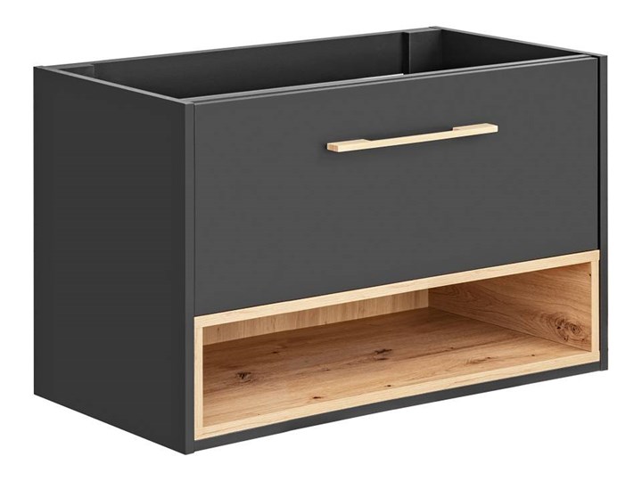 Szafka pod umywalkę 80 cm Borneo Cosmos 821 Wysokość 57 cm Wiszące Głębokość 46 cm Drewno Płyta MDF Kolor Szary
