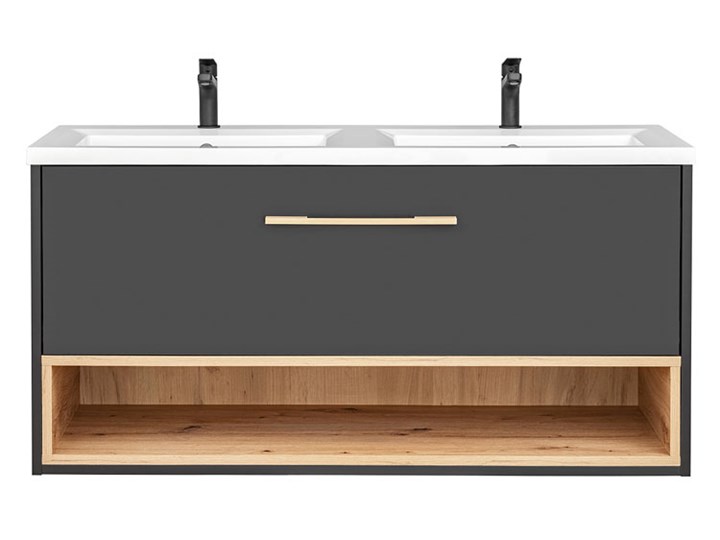Podwieszana szafka łazienkowa pod umywalkę - Ketris 3X 120 cm Głębokość 46 cm Kolor Szary Wysokość 57 cm Wiszące Szafki Kategoria Szafki stojące