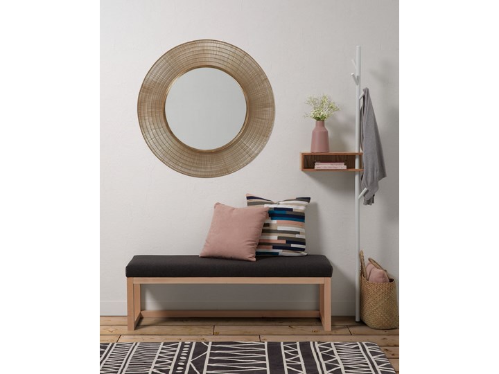 Lustro Place stalowe Ø 80 cm Okrągłe Ścienne Lustro z ramą Kolor Złoty