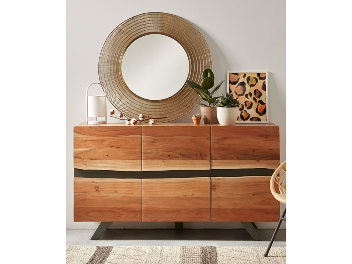 Lustro Place stalowe Ø 80 cm Okrągłe Ścienne Lustro z ramą Kolor Złoty