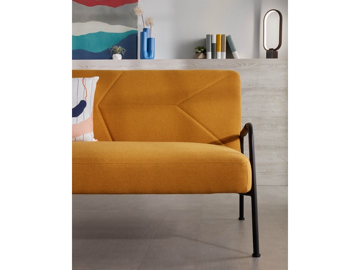Sofa rozkładana Neiela musztardowa 180 cm Stała konstrukcja Kolor Biały