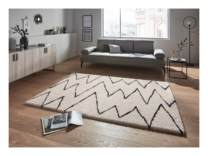 Beżowo-czarny dywan Mint Rugs Jara, 160x230 cm Juta Dywany Syntetyk Prostokątny Nakładki schodowe Kolor Biały
